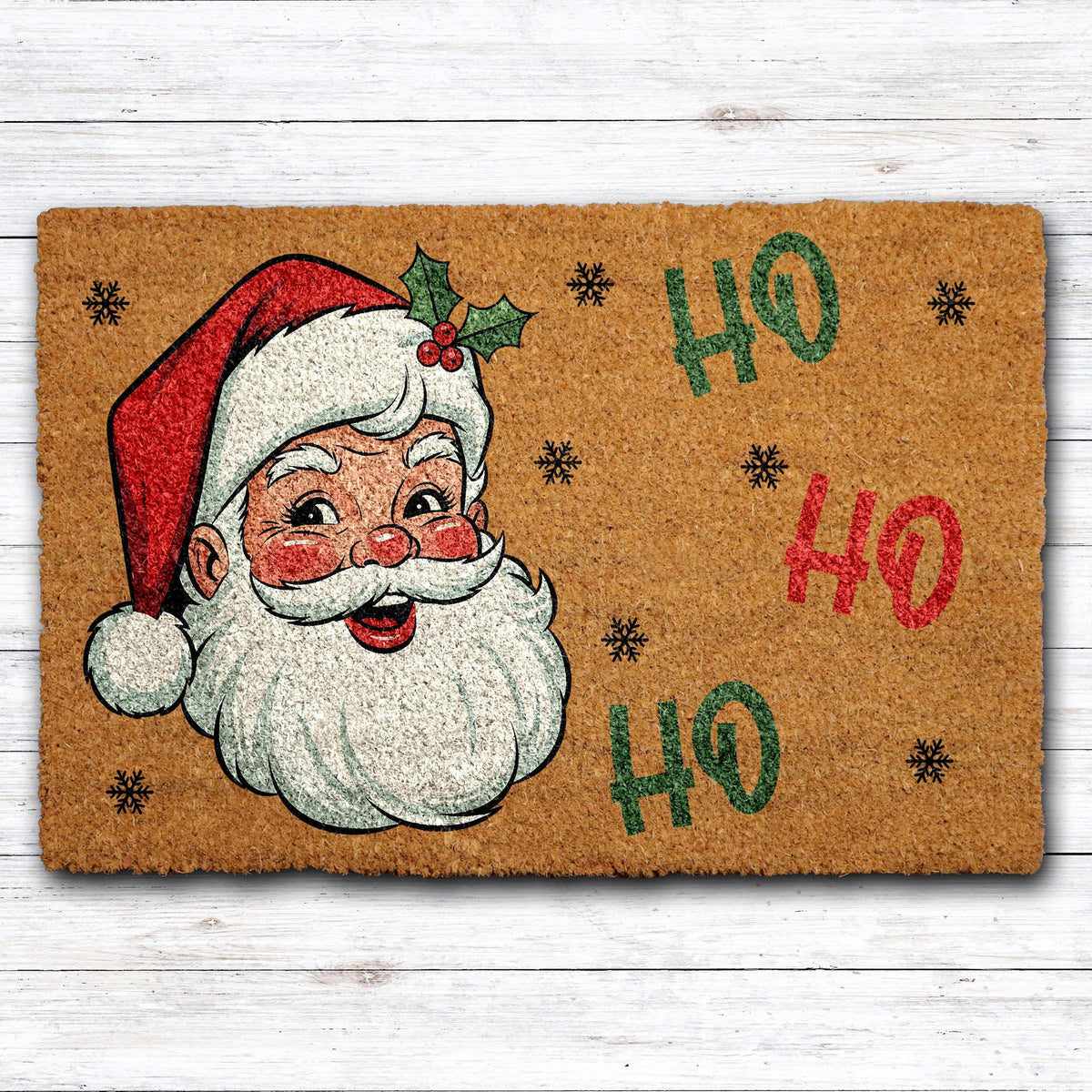 Cute Santa Claus Design Christmas Doormat, Retro Ho Ho Ho Welcome Mat