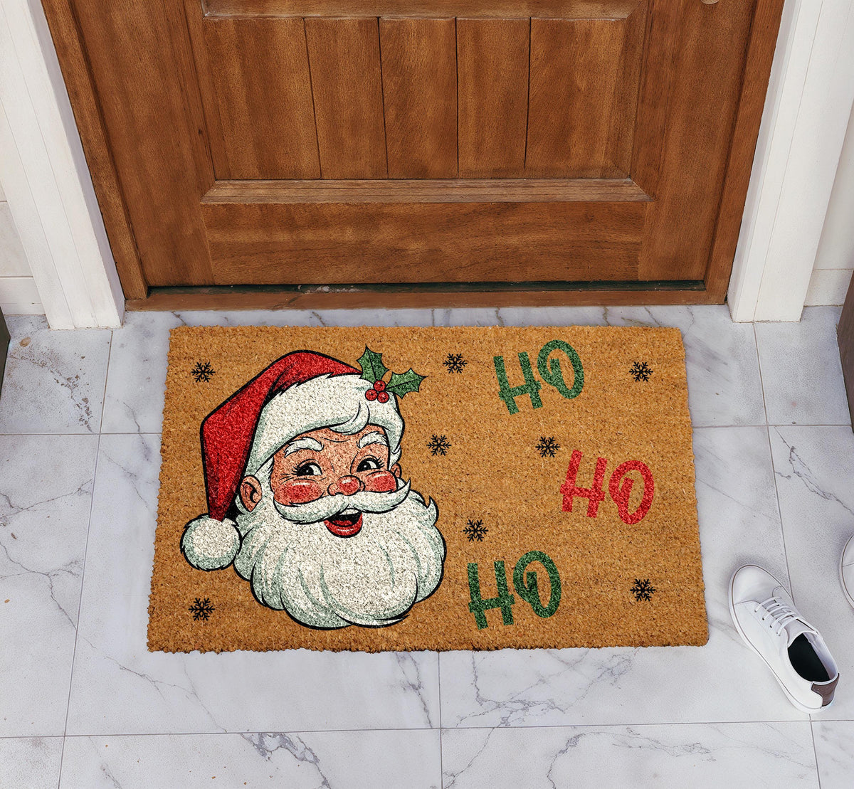 Cute Santa Claus Design Christmas Doormat, Retro Ho Ho Ho Welcome Mat