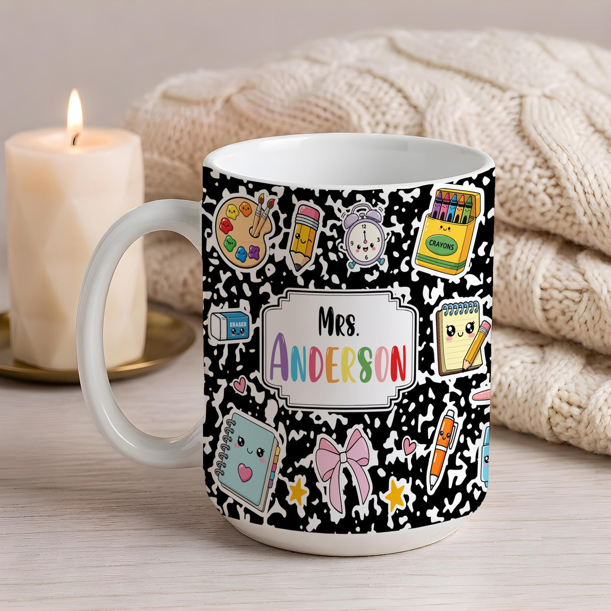 Personalized Teacher Mug, Cute School Supplies Coffee Cup, Back to School Gift