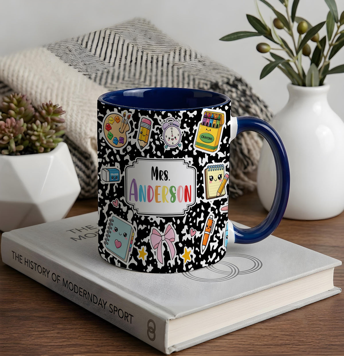 Personalized Teacher Mug, Cute School Supplies Coffee Cup, Back to School Gift