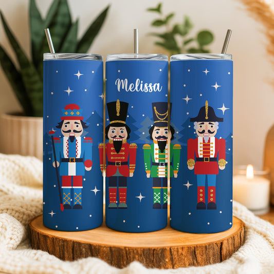Personalized Nutcracker Christmas Tumbler, Ballet Fan Holiday Present, Festive Travel Cup