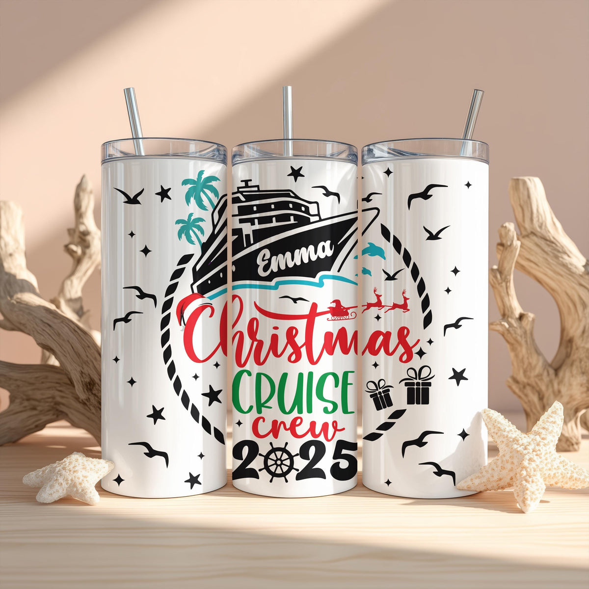 Personalized Christmas Cruise Crew Tumbler, Xmas Cruise Vacation Gift