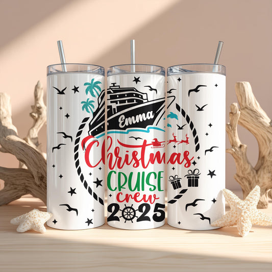 Personalized Christmas Cruise Crew Tumbler, Xmas Cruise Vacation Gift