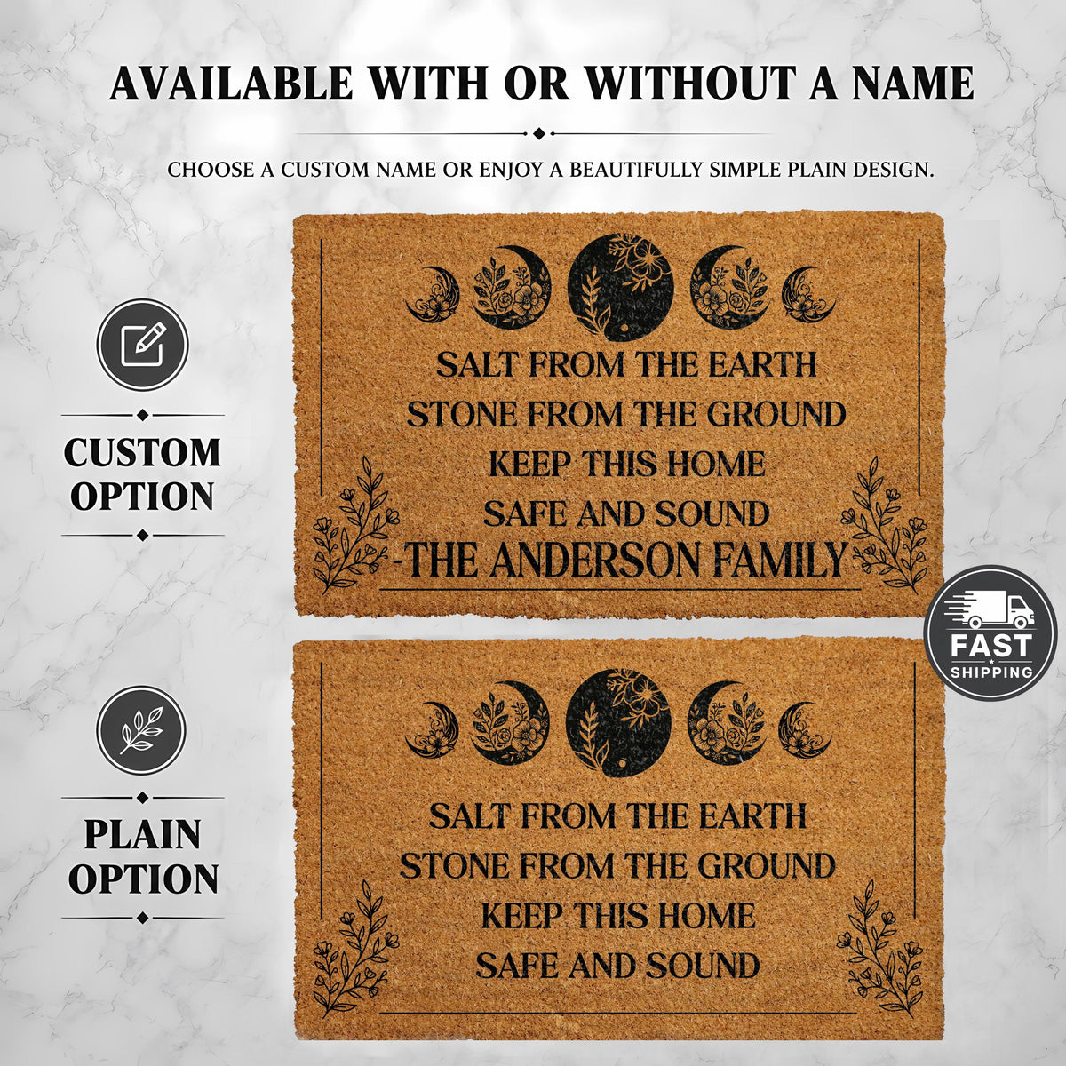 Salt From The Earth Doormat, Witchy Home Blessing Welcome Mat