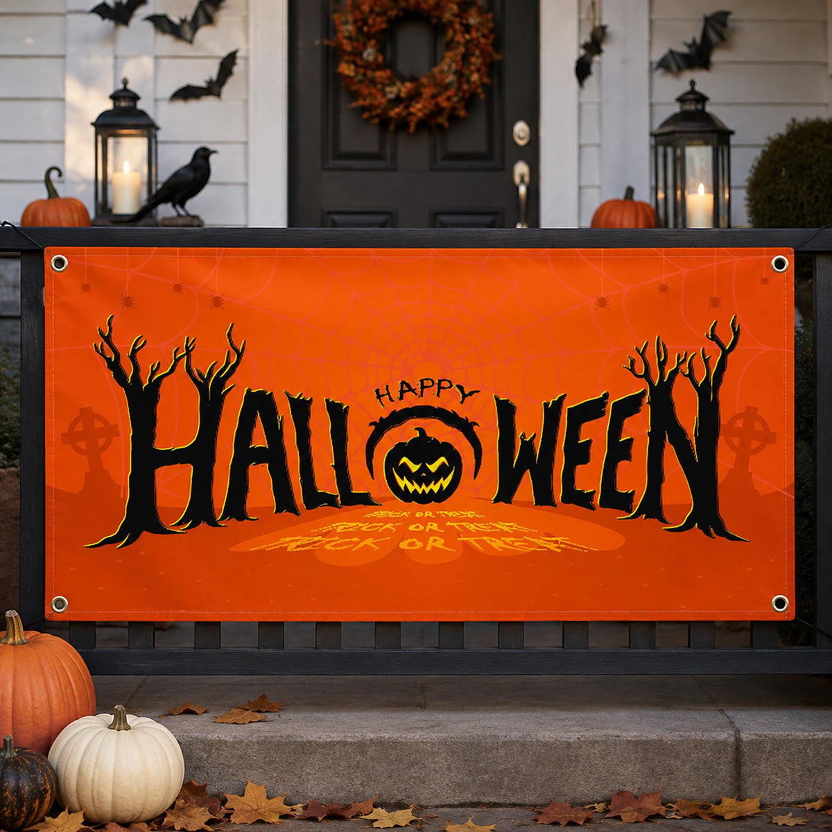 Halloween Banner, Spooky Party Decoration, Trick or Treat Sign, Halloween Backdrop