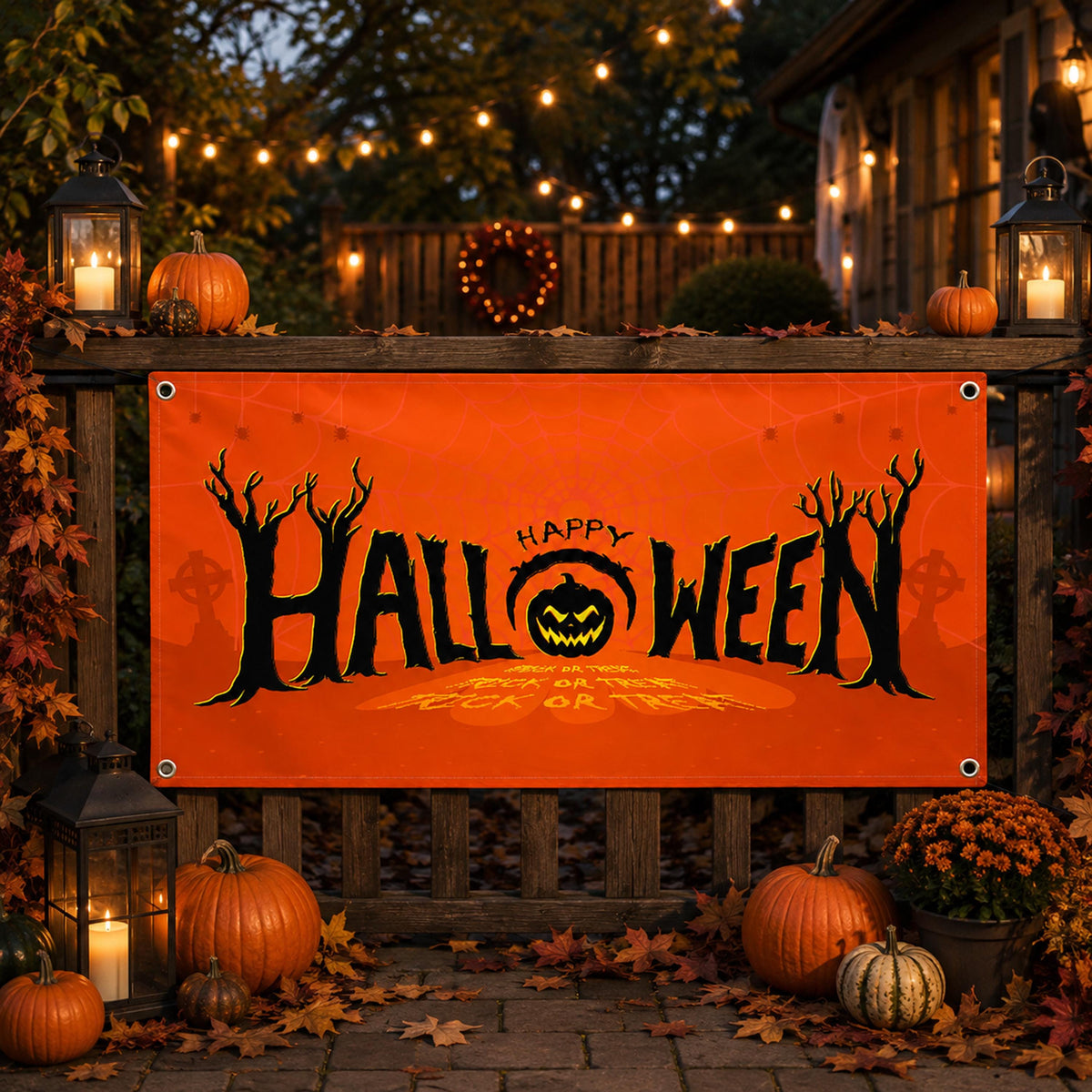 Halloween Banner, Spooky Party Decoration, Trick or Treat Sign, Halloween Backdrop