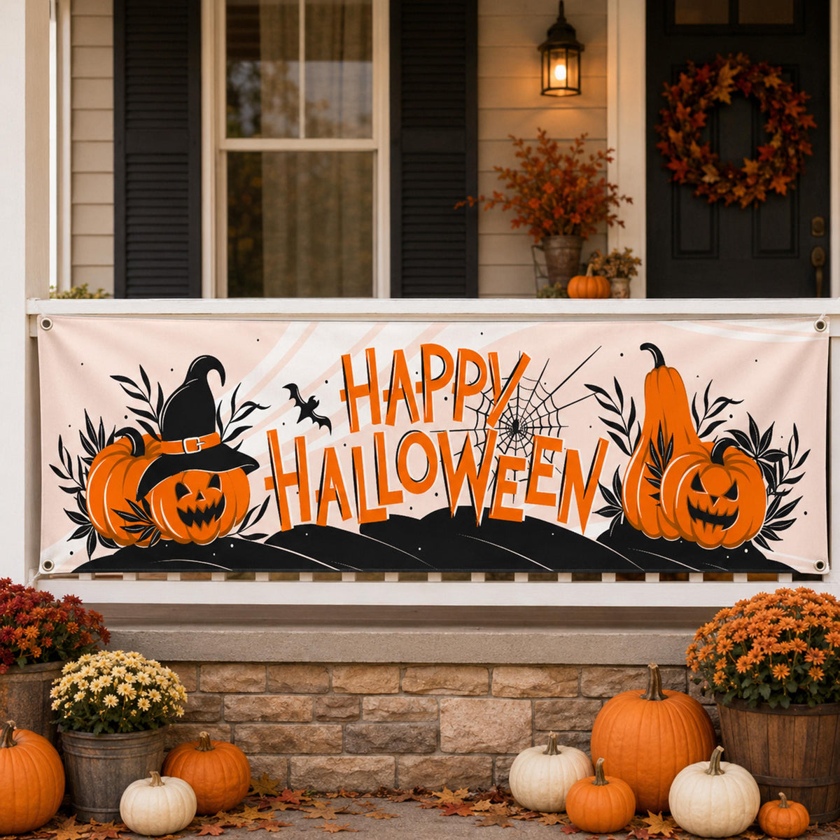 Halloween Banner, Spooky Party Decoration, Trick or Treat Sign, Halloween Backdrop