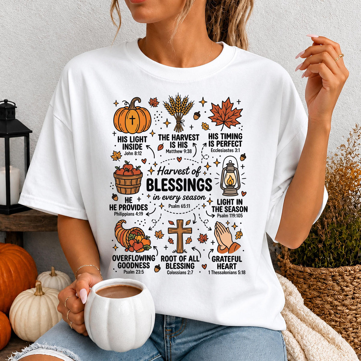 Religious Christian Comfort Colors® T-shirt, Bible Verse Fall Tee, Thanksgiving Gift Crewneck