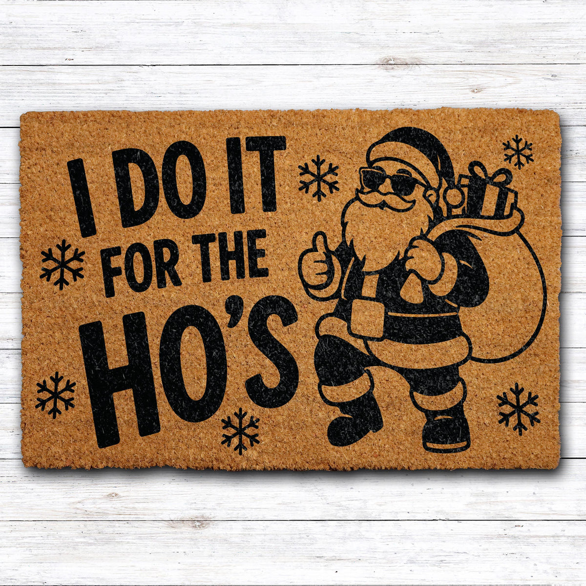 I Do It For The Ho's Christmas Doormat, Funny Cool Santa Welcome Mat