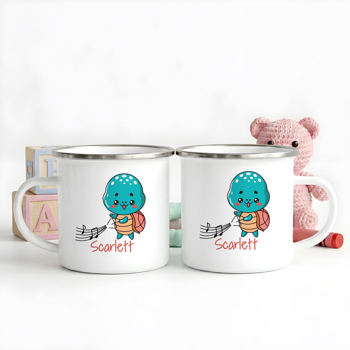 Personalized Kids Stainless Steel Camping Mug, Animal Music Theme Adventure Cup