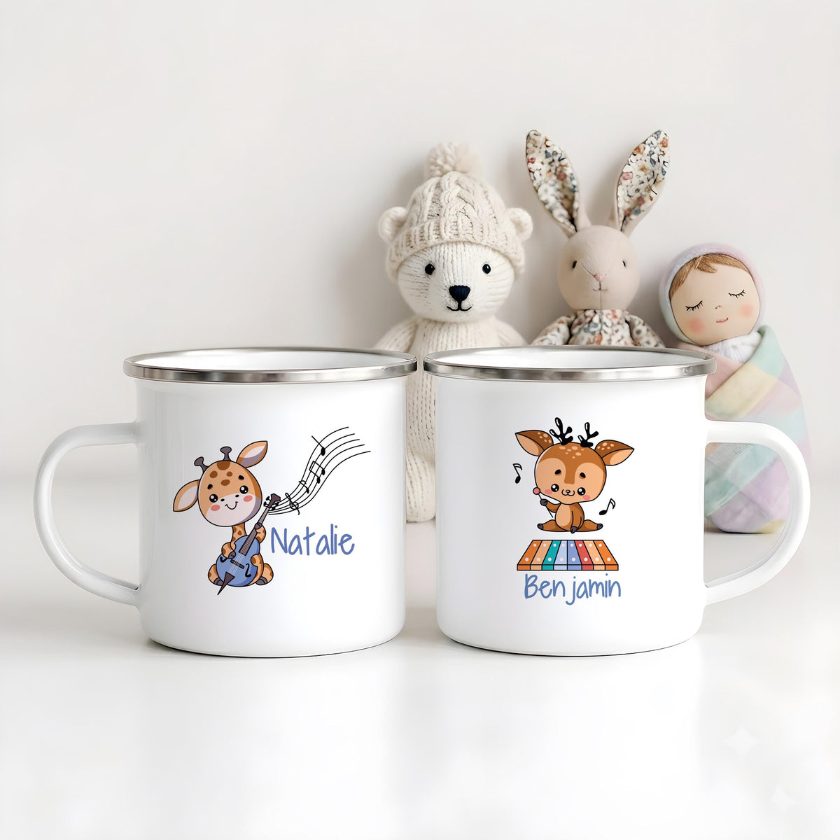 Personalized Kids Stainless Steel Camping Mug, Animal Music Theme Adventure Cup