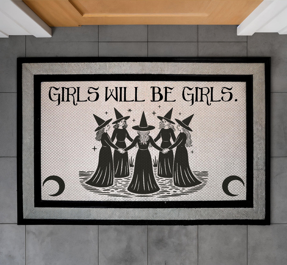 Girls Will Be Girls Doormat, Witches Coven Welcome Mat, Feminist Halloween Decor