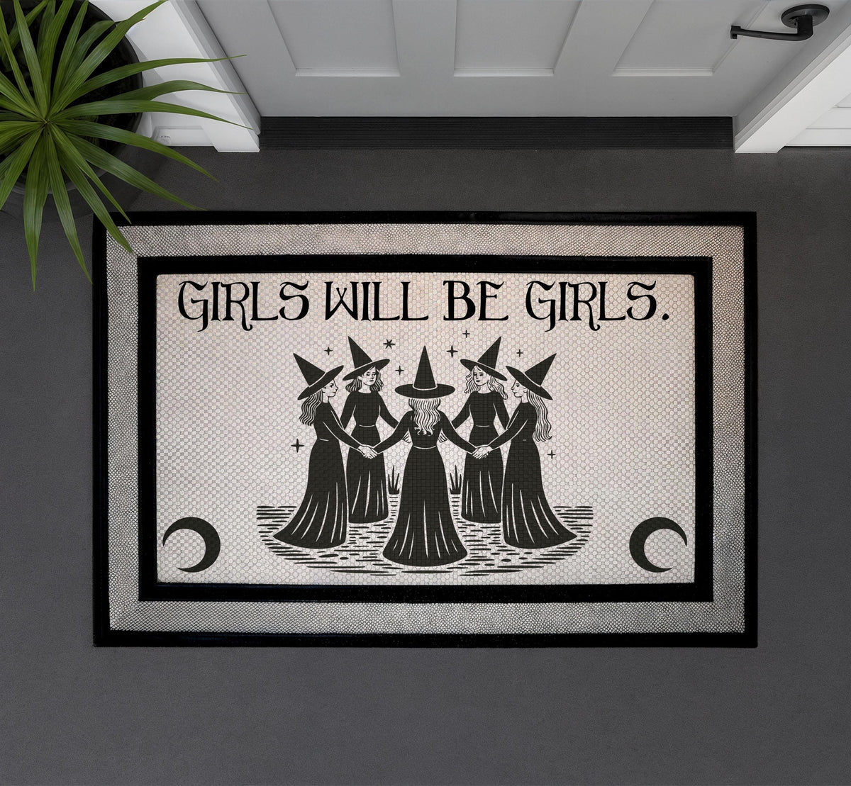 Girls Will Be Girls Doormat, Witches Coven Welcome Mat, Feminist Halloween Decor