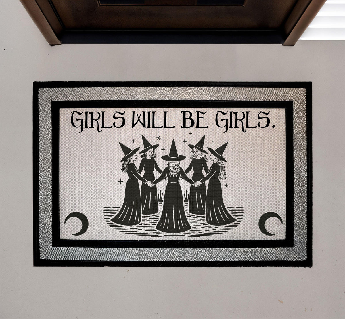 Girls Will Be Girls Doormat, Witches Coven Welcome Mat, Feminist Halloween Decor