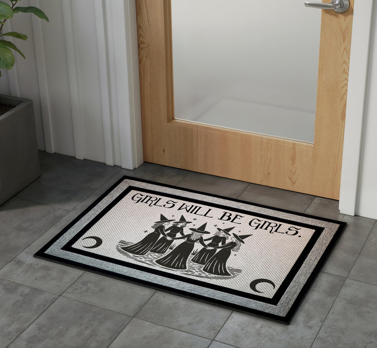 Girls Will Be Girls Doormat, Witches Coven Welcome Mat, Feminist Halloween Decor