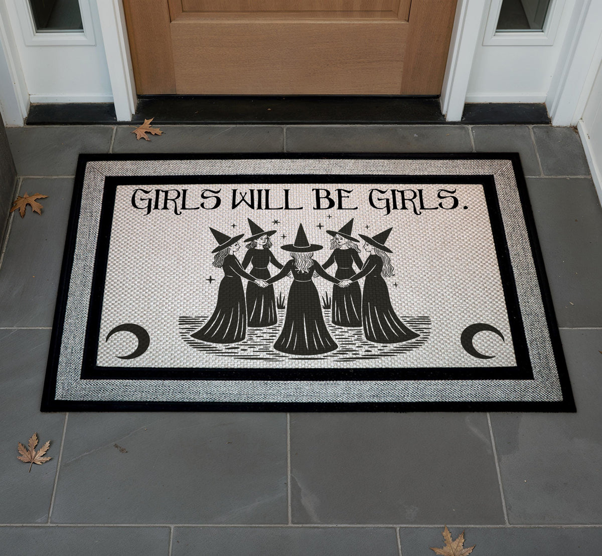 Girls Will Be Girls Doormat, Witches Coven Welcome Mat, Feminist Halloween Decor