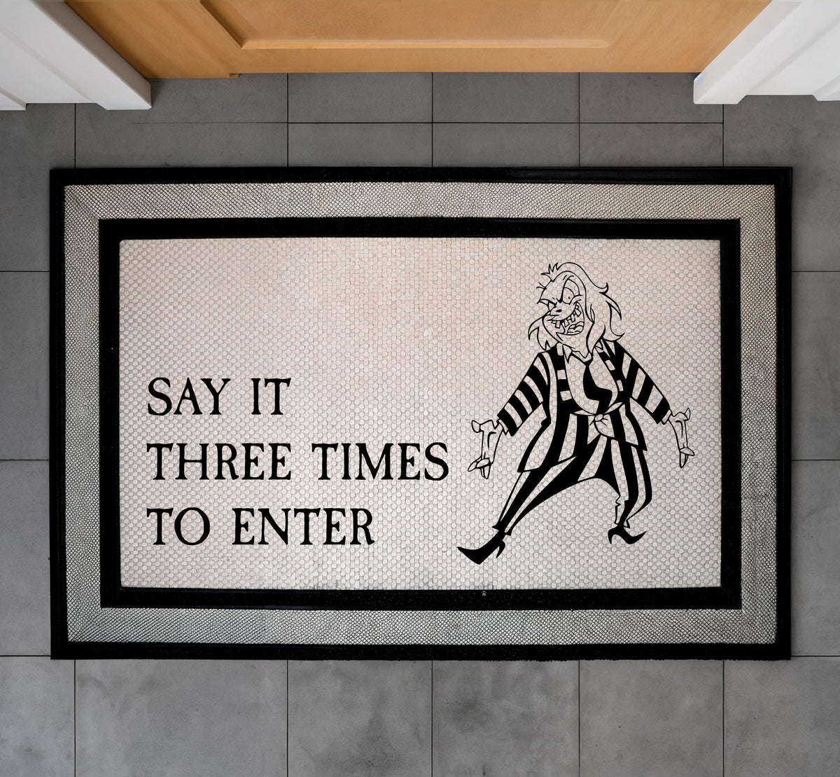 Striped Ghost Doormat, Gothic Welcome Mat, Halloween Porch Decor