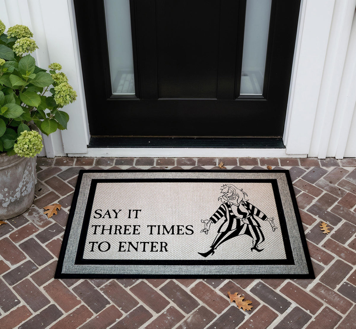 Striped Ghost Doormat, Gothic Welcome Mat, Halloween Porch Decor