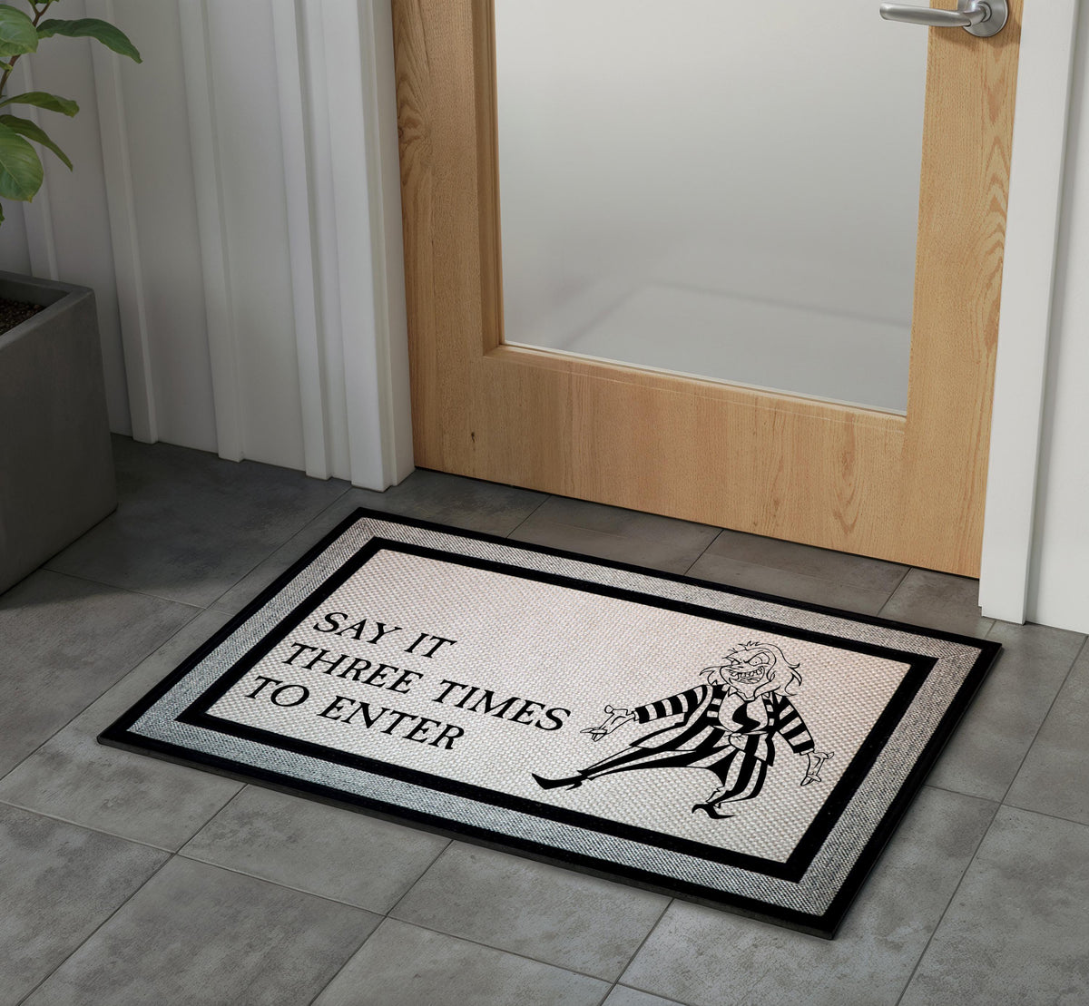 Striped Ghost Doormat, Gothic Welcome Mat, Halloween Porch Decor