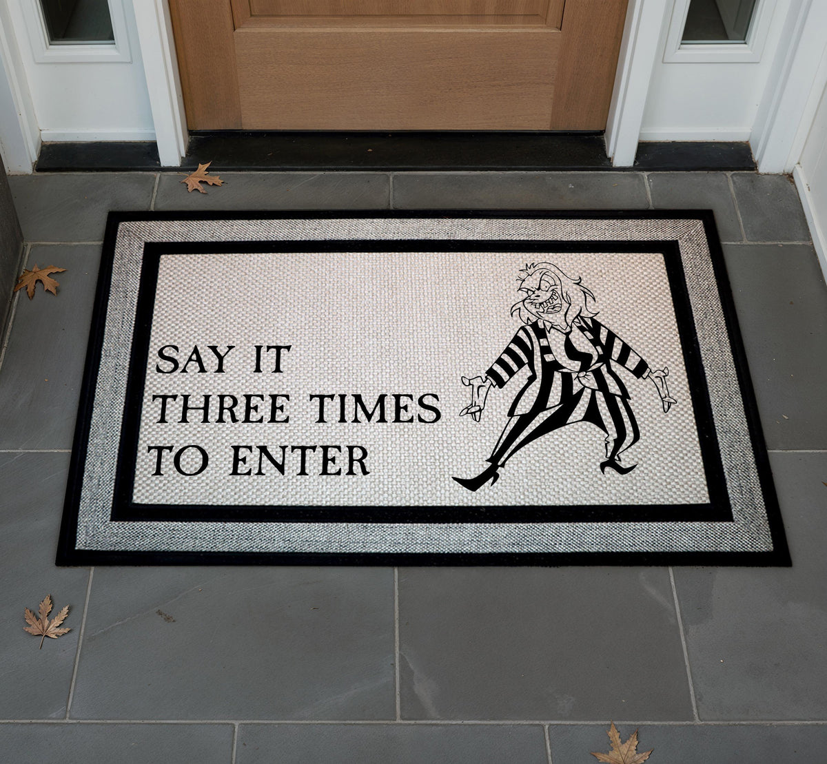 Striped Ghost Doormat, Gothic Welcome Mat, Halloween Porch Decor