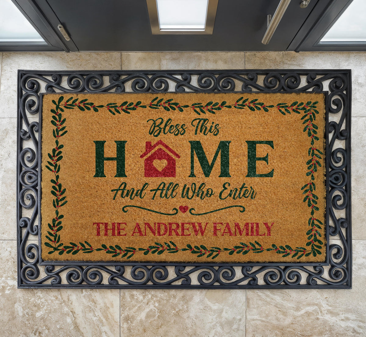 Personalized Bless This Home and All Who Enter Doormat