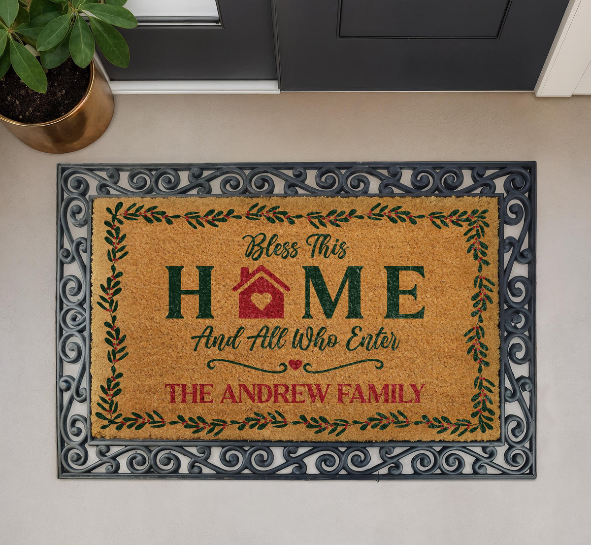 Personalized Bless This Home and All Who Enter Doormat