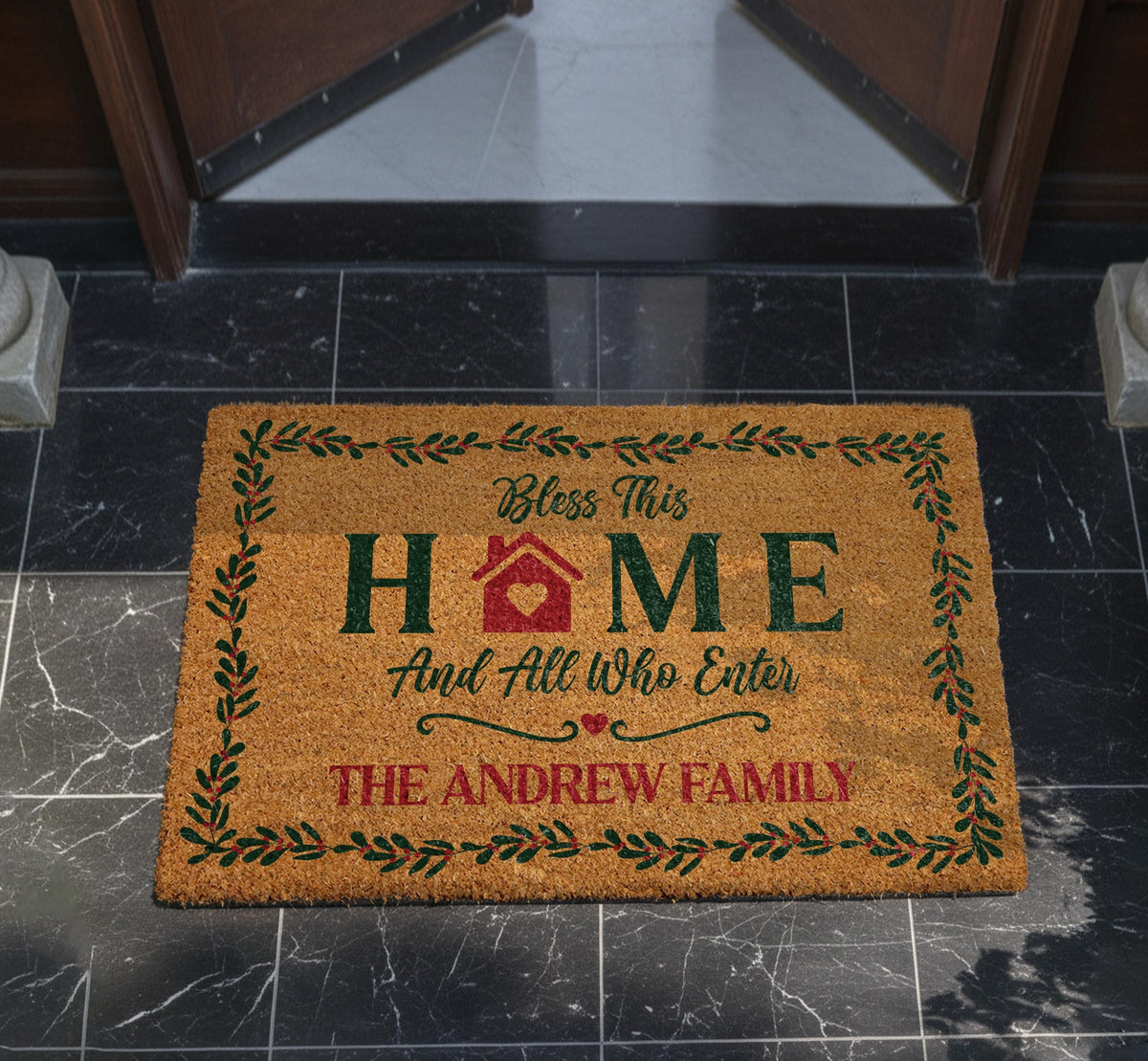 Personalized Bless This Home and All Who Enter Doormat
