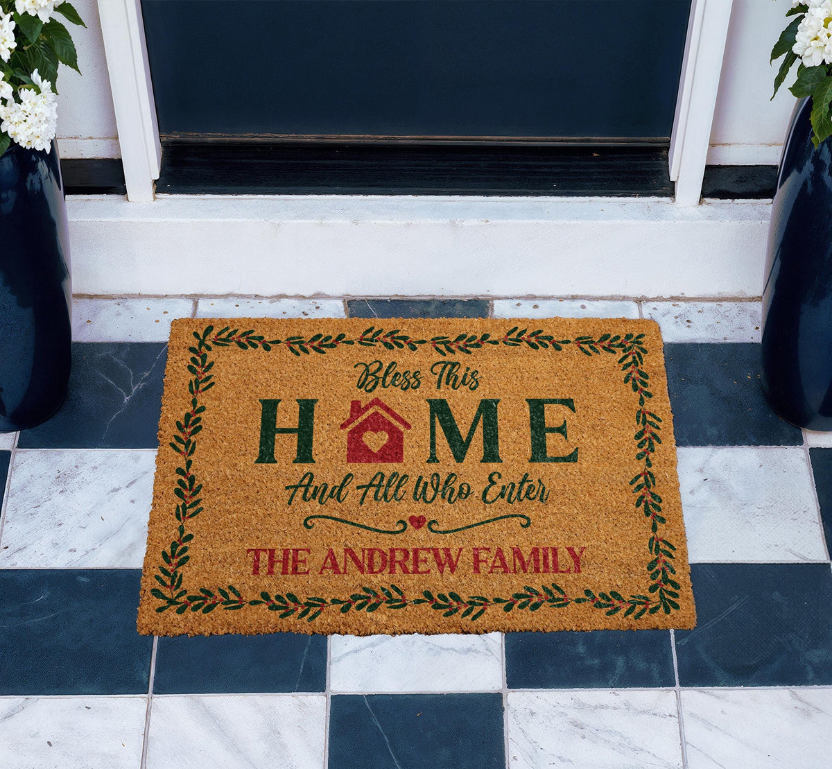 Personalized Bless This Home and All Who Enter Doormat