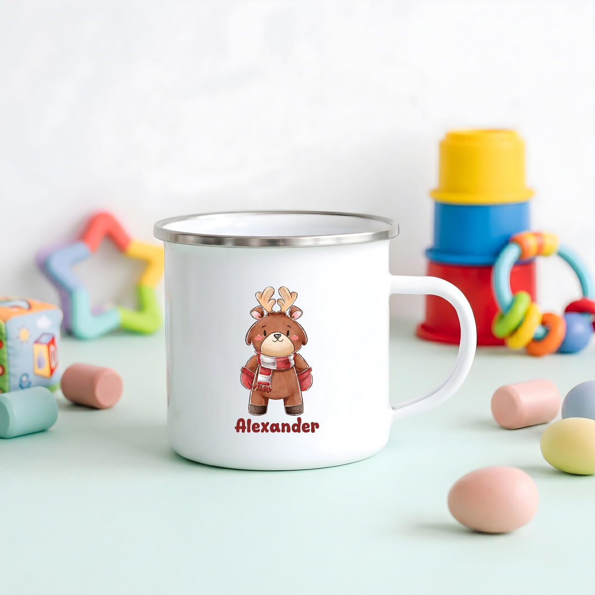 Personalized Kids Stainless Steel Camp Cup, Custom Name Winter Animal Mug