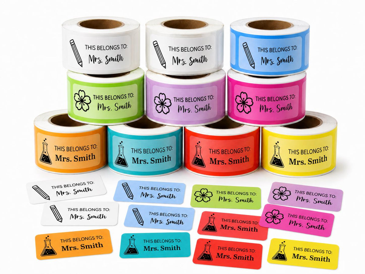 Personalized Teacher Name Labels, Book Stickers, Classroom Supply Rolls