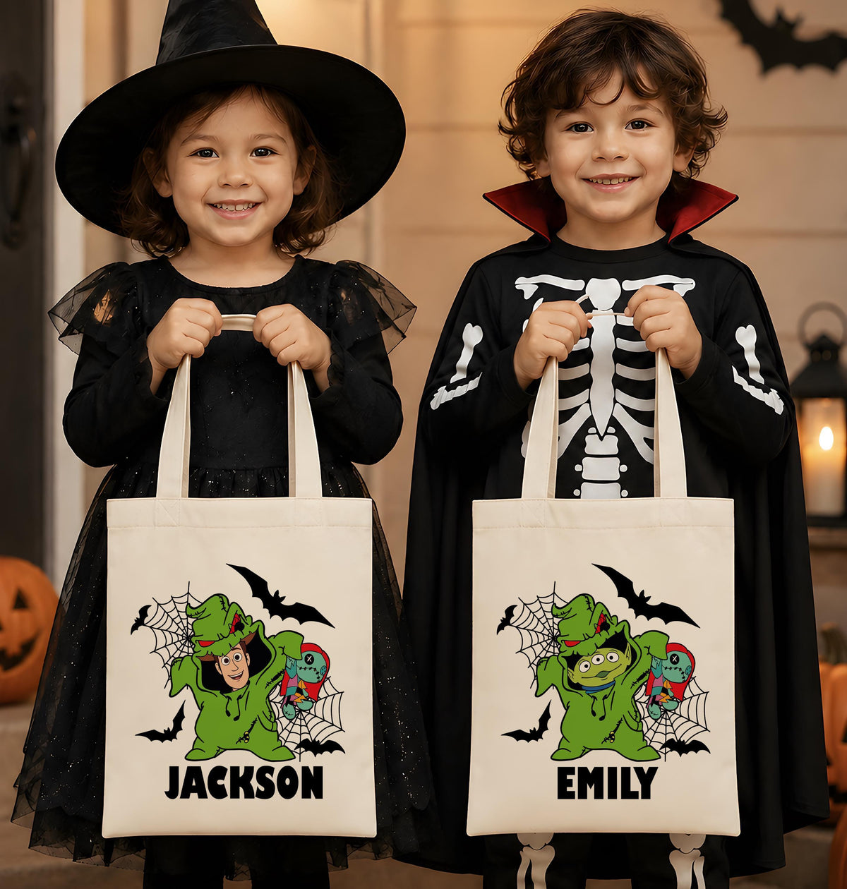 Personalized Green Monster Toy Friends Trick or Treat Bag
