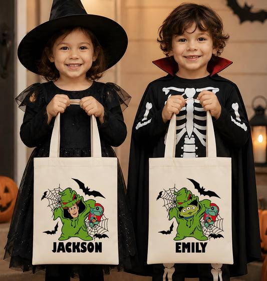 Personalized Green Monster Toy Friends Trick or Treat Bag