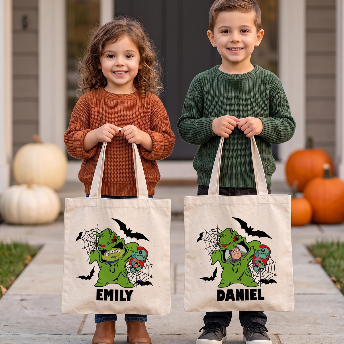 Personalized Green Monster Toy Friends Trick or Treat Bag