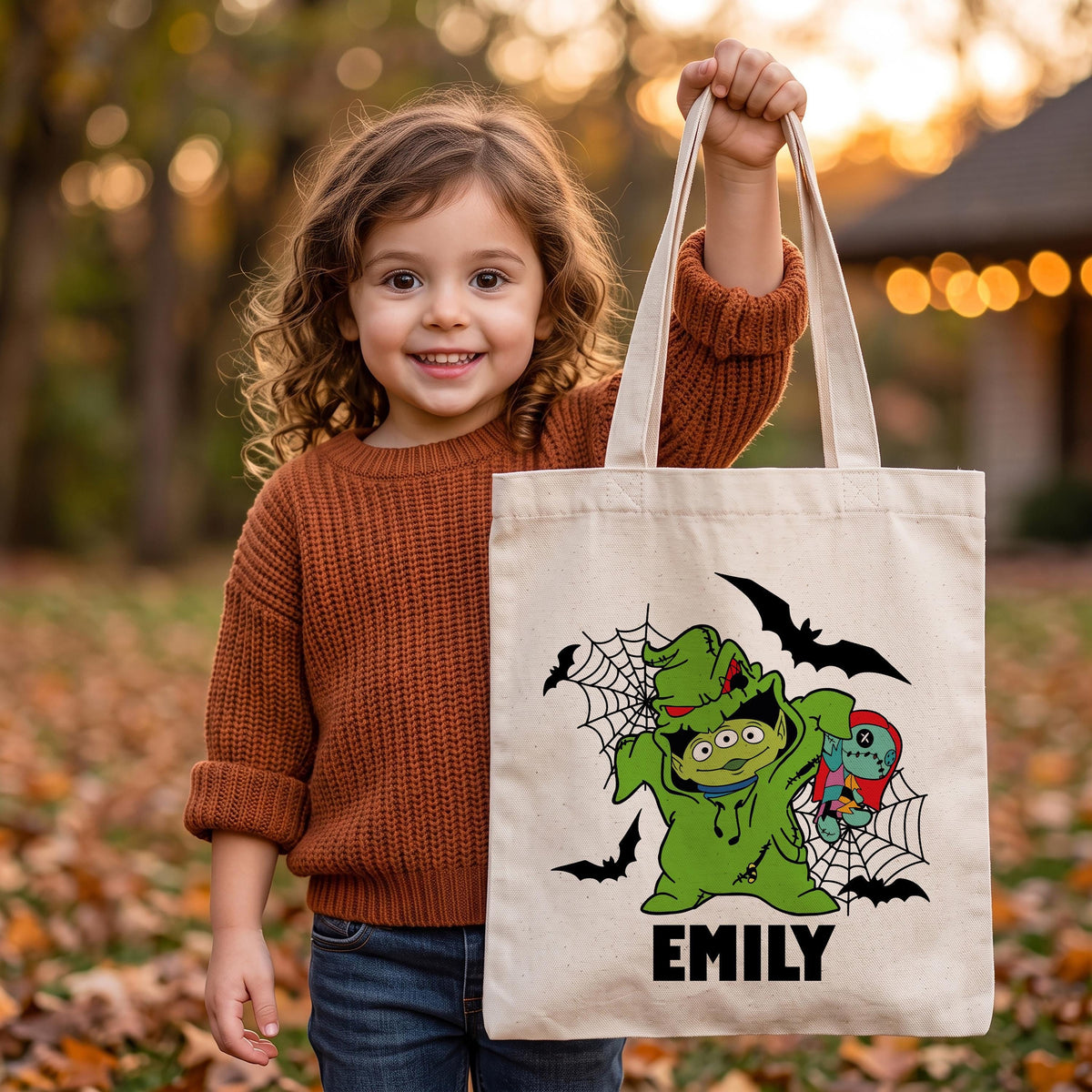 Personalized Green Monster Toy Friends Trick or Treat Bag