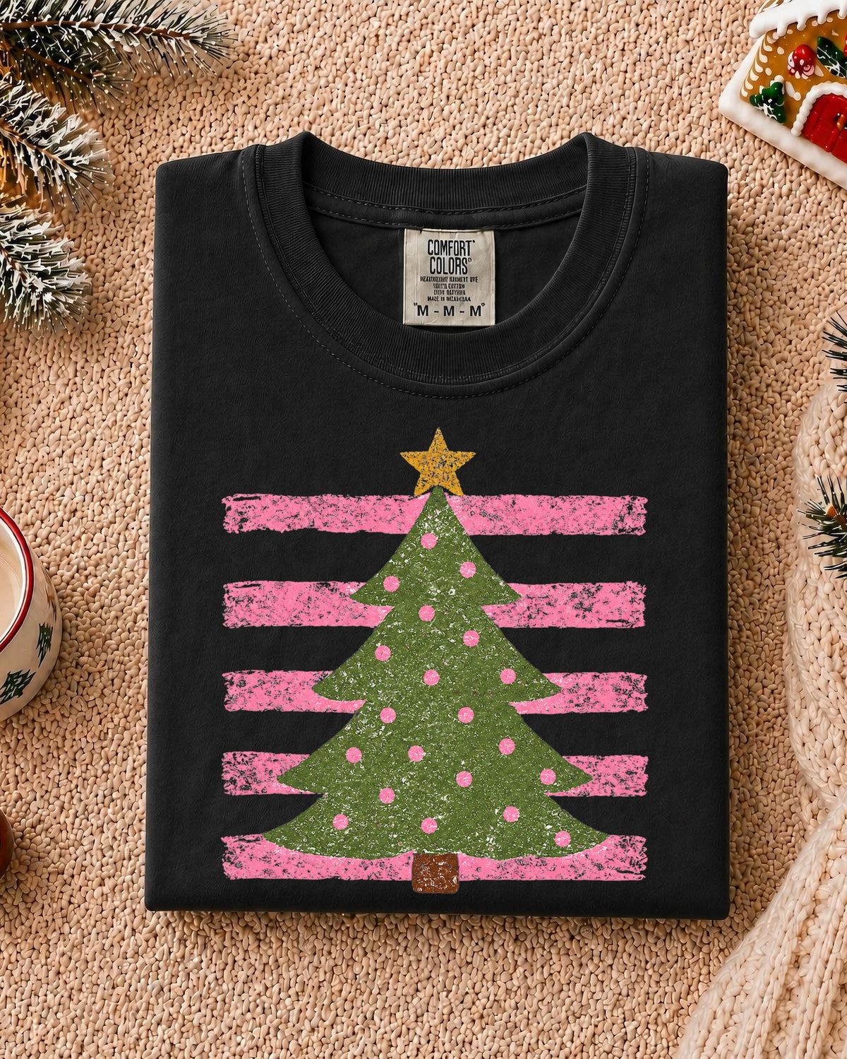 Preppy Christmas Tree Comfort Colors® Shirt, Merry Christmas Tee, Women Holiday Gift