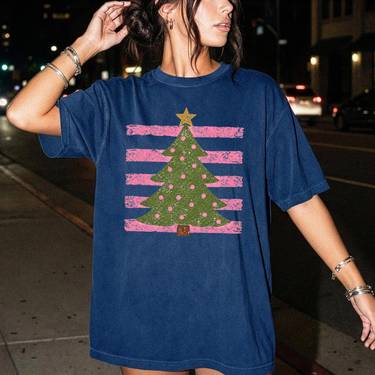 Preppy Christmas Tree Comfort Colors® Shirt, Merry Christmas Tee, Women Holiday Gift