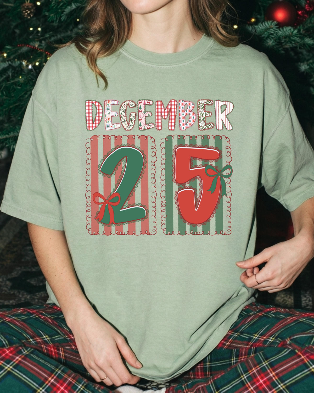 December 25 Comfort Colors® Shirt, Coquette Bow Xmas Season Tee, Women Holiday Gift