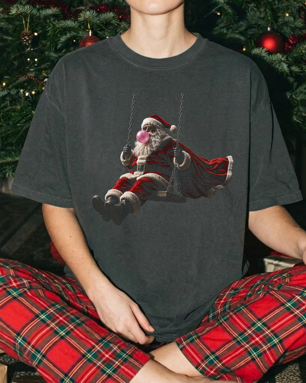Blowing Bubble Santa Claus Comfort Colors® T-Shirt, Funny Santa Tee, Merry Christmas Gift