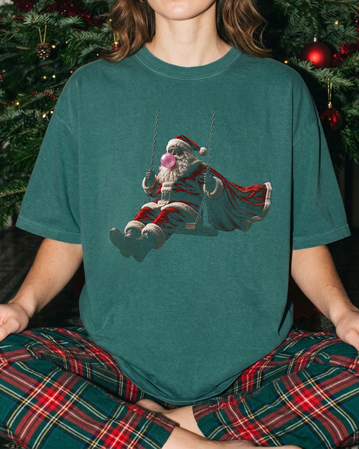 Blowing Bubble Santa Claus Comfort Colors® T-Shirt, Funny Santa Tee, Merry Christmas Gift