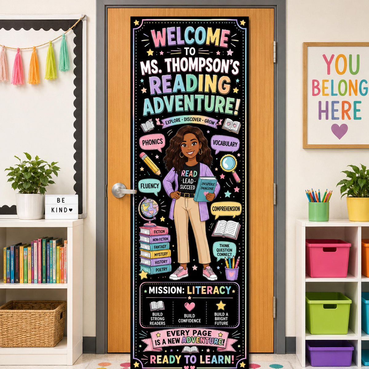 Personalized Teacher Reading Adventure Door Banner | Classroom Decor Welcome Sign