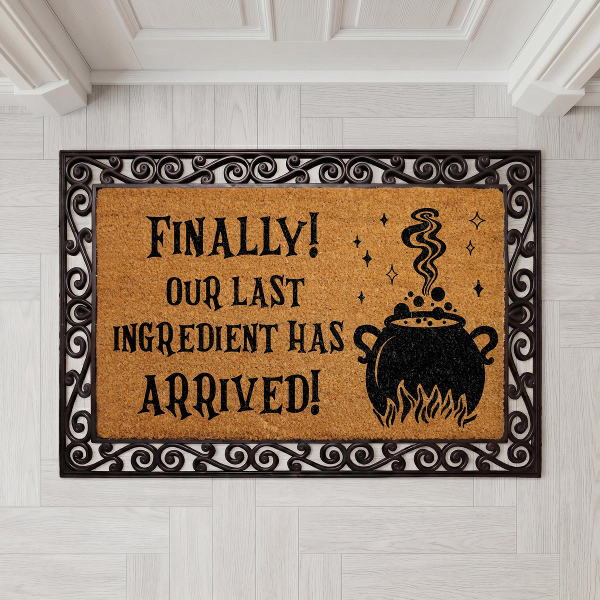 Halloween Witches Cauldron Door Mat, Spooky Welcome Mat, Outdoor Rug