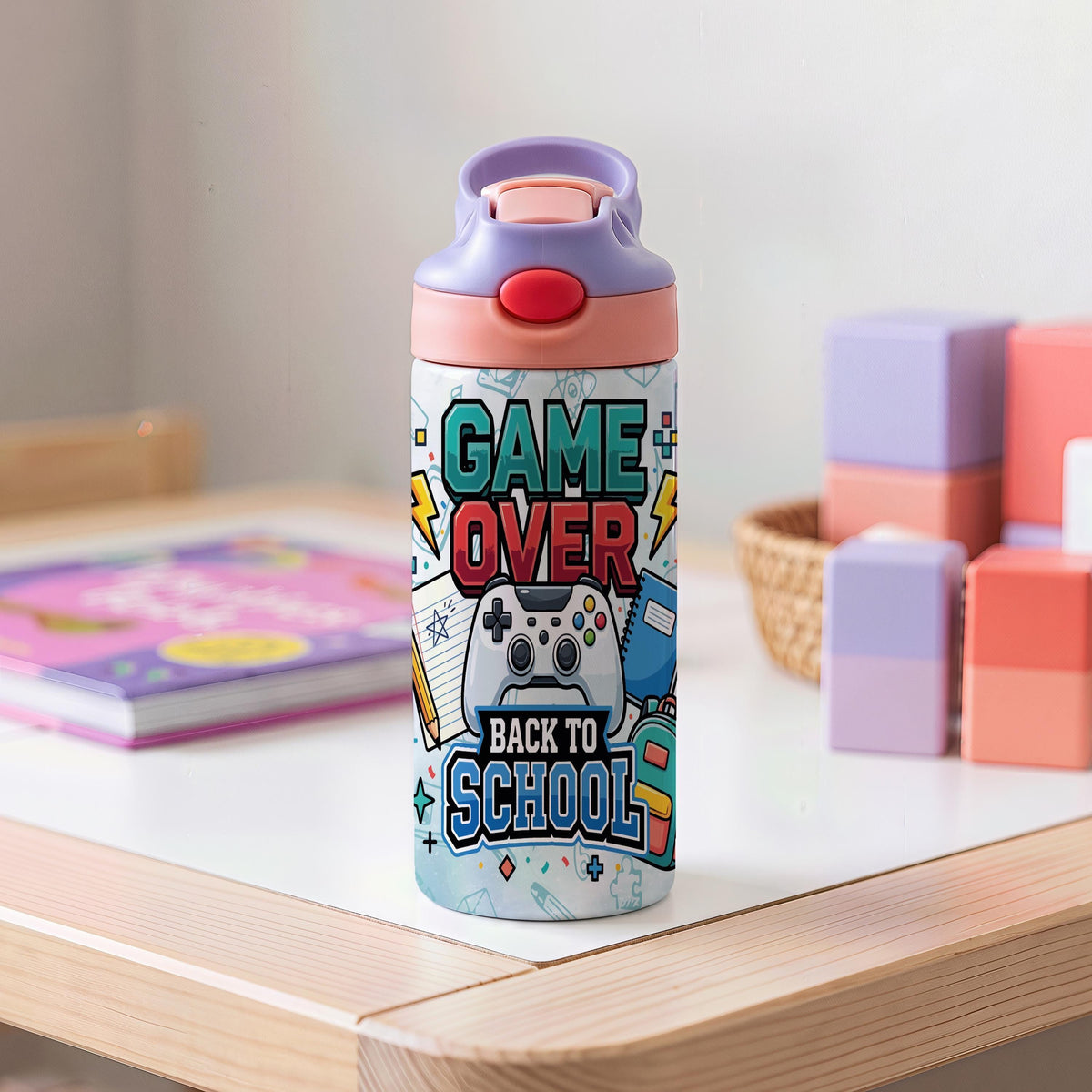 Personalized Gamer Kids Tumbler, Back to School Stainless Steel Cup