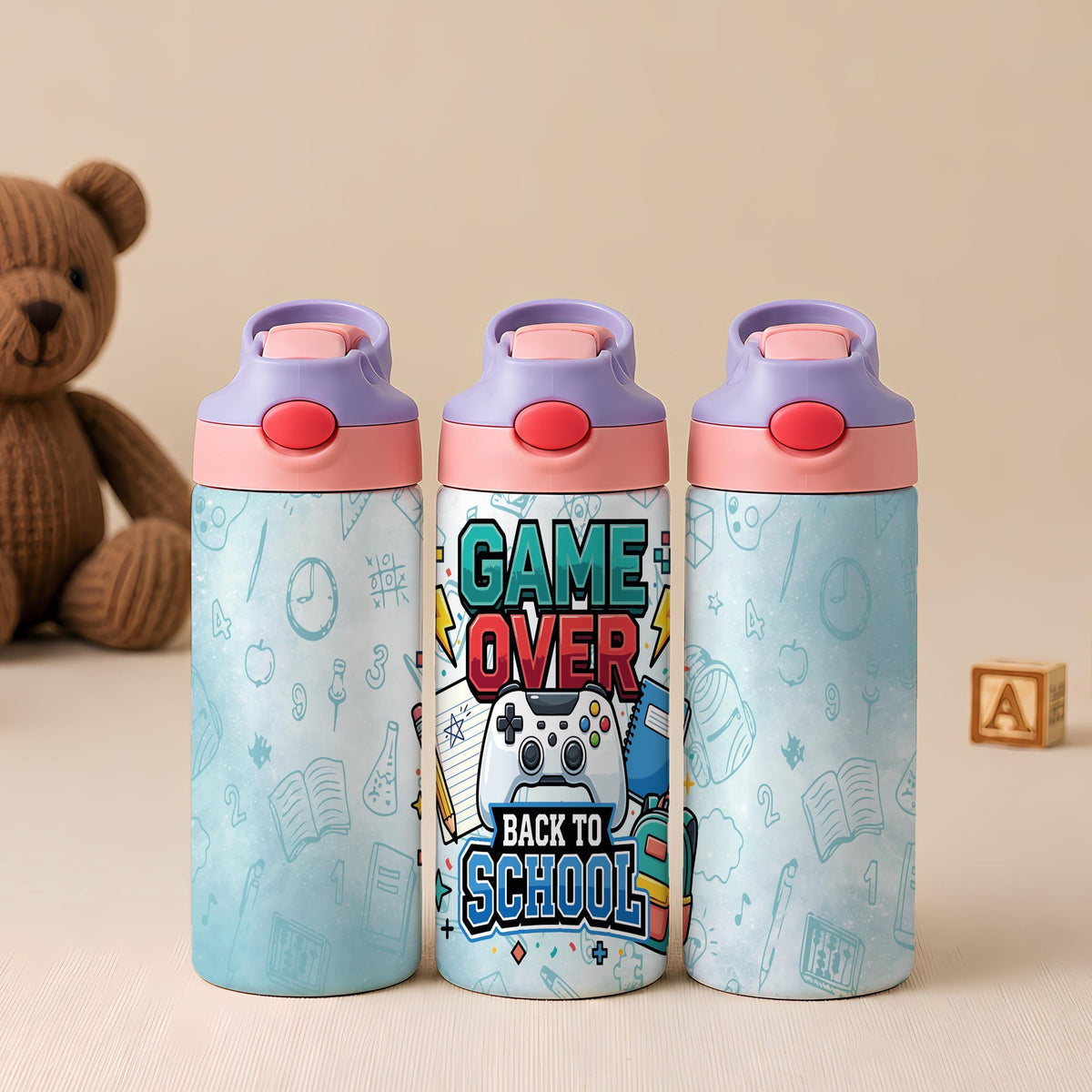 Personalized Gamer Kids Tumbler, Back to School Stainless Steel Cup