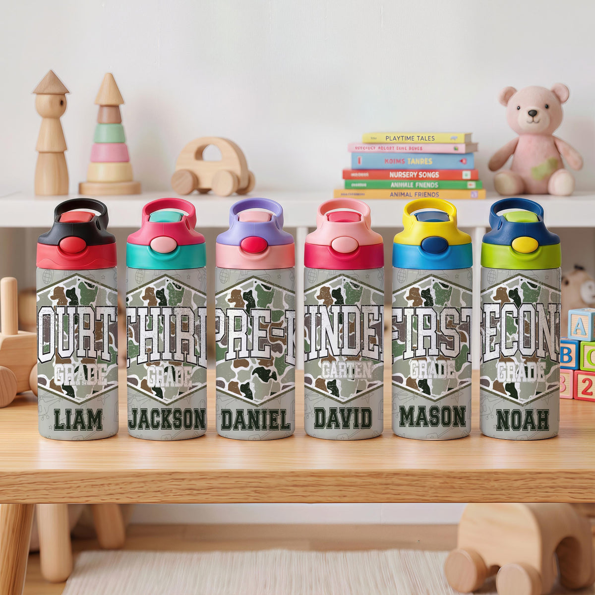 Personalized Camo Kids Stainless Steel Tumbler, Custom Name Drinkware, Back to School Supplies