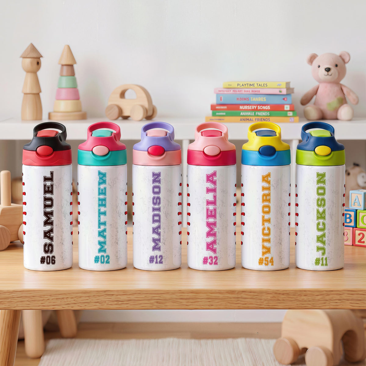 Personalized Kids Stainless Steel Tumbler, Ice Cream Softball Design Water Bottle
