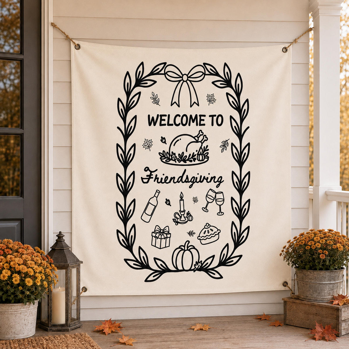 Thanksgiving Friendsgiving Welcome Banner, Autumn Vinyl Yard Sign