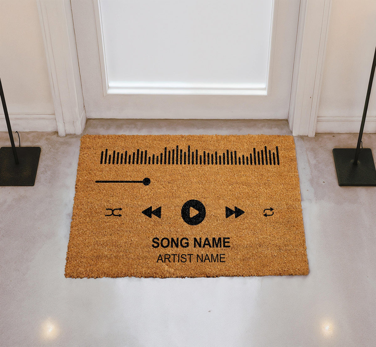 Custom Music Player Doormat, Personalized Song & Artist Name Welcome Mat