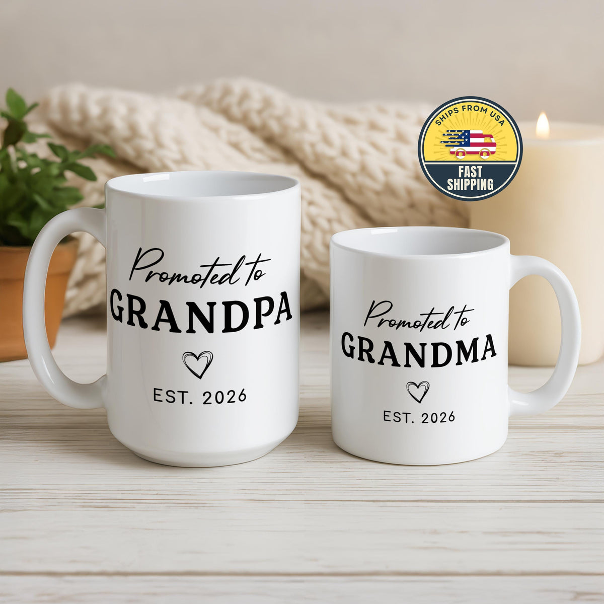 Promoted to Grandma Grandpa Mug, Est Grandparents Mug, Pregnancy Announcement Coffee Cup