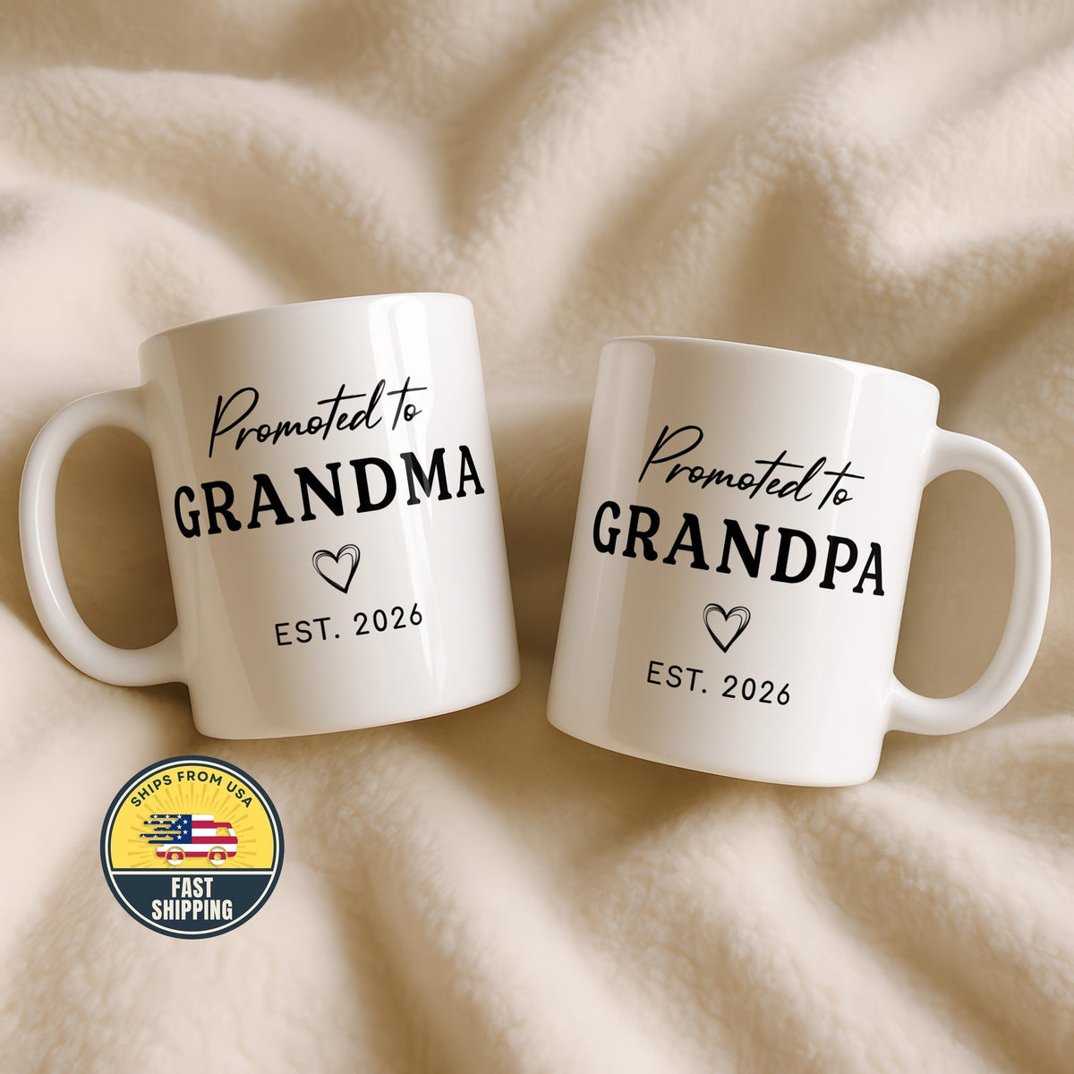 Promoted to Grandma Grandpa Mug, Est Grandparents Mug, Pregnancy Announcement Coffee Cup