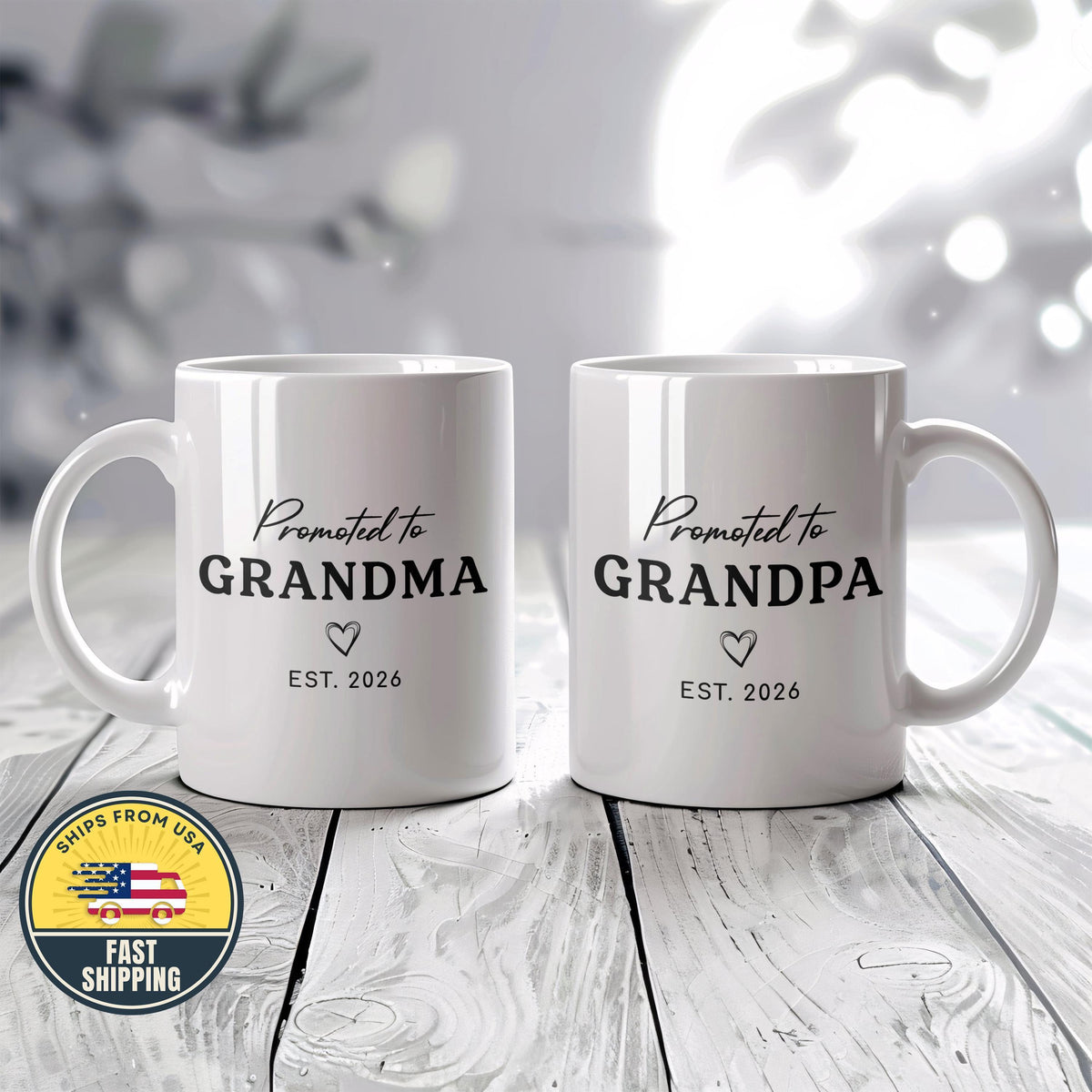 Promoted to Grandma Grandpa Mug, Est Grandparents Mug, Pregnancy Announcement Coffee Cup